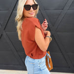 Soft Cedar Tapered Knit Top In Rust - Infinity Raine