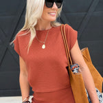 Soft Cedar Tapered Knit Top In Rust - Infinity Raine