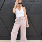 Soft Washed Striped Pants In Almond Veil - Infinity Raine