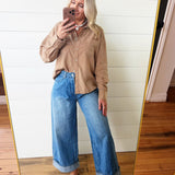 Solid Button Down Shirt In Coco - Infinity Raine