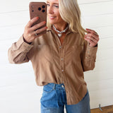 Solid Button Down Shirt In Coco - Infinity Raine