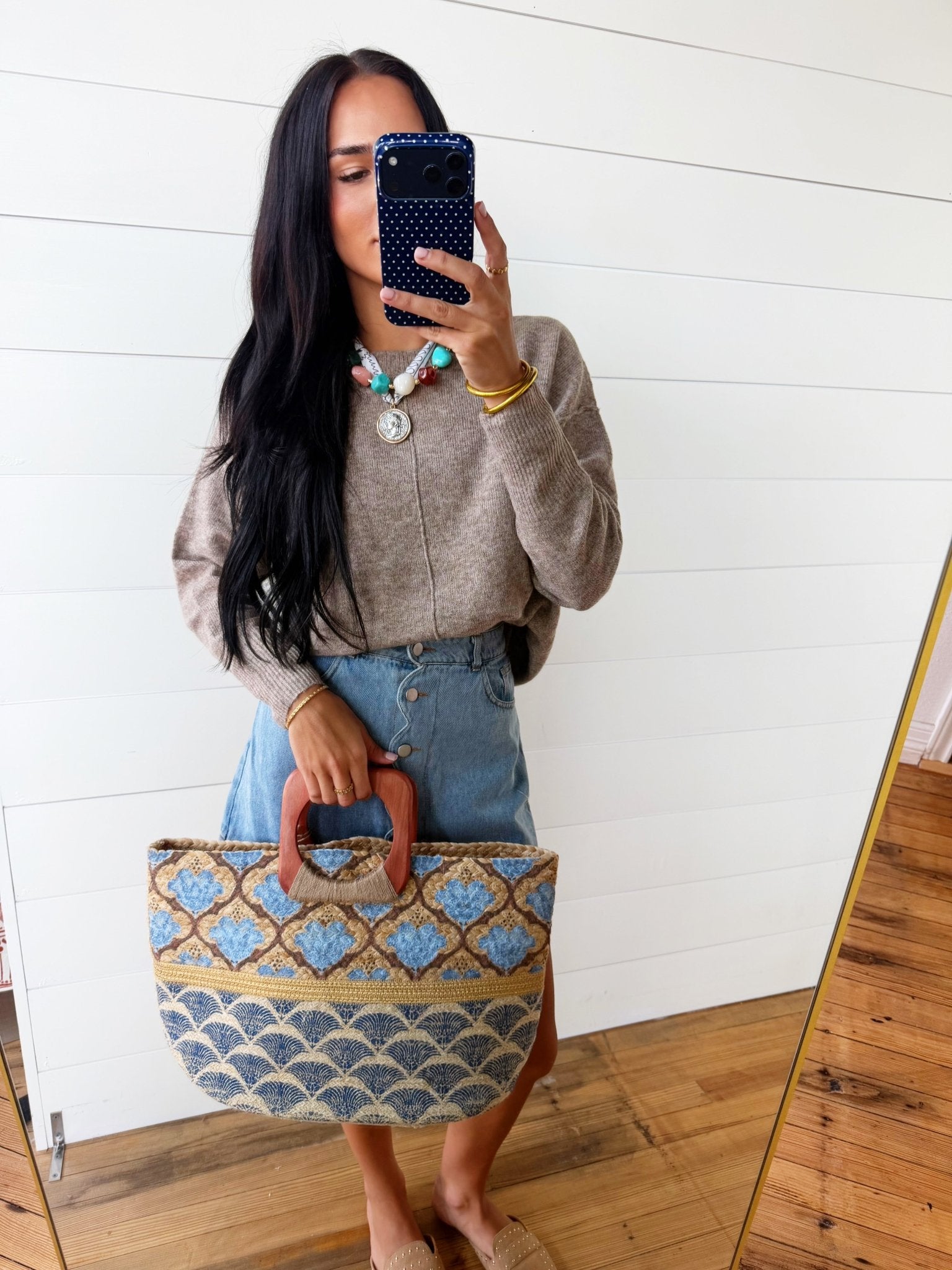 Solid Crewneck Front Seam Knit Sweater In Cocoa - Infinity Raine