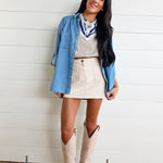 Solid Crewneck Front Seam Knit Sweater In Cocoa - Infinity Raine