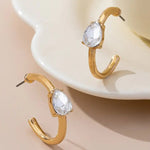 Solitaire Crystal Gold Hoop Earrings - Infinity Raine