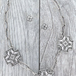 Western Cross Chain Link Necklace And Earring Set - Infinity Raine