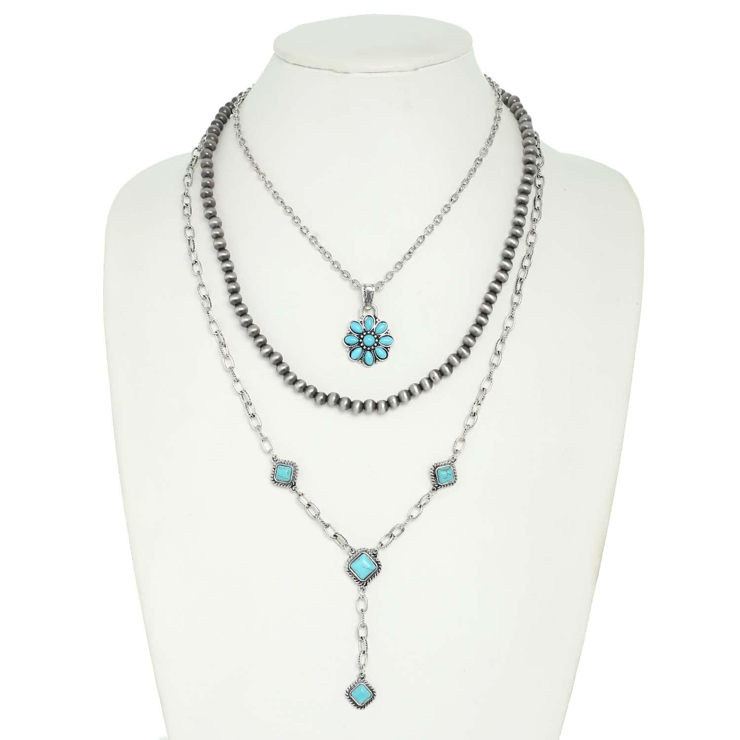Something Special LA Jewelry - Necklaces Western Turquoise Navajo Pearl Layered Necklace