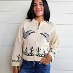 Songbird Zip Sweater In Cream Multi - Infinity Raine