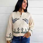 Songbird Zip Sweater In Cream Multi - Infinity Raine