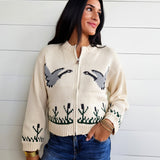 Songbird Zip Sweater In Cream Multi - Infinity Raine