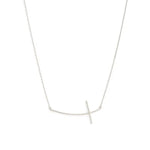 Brushed Bowed Cross Necklace In Silver - Infinity Raine