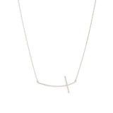 Brushed Bowed Cross Necklace In Silver - Infinity Raine