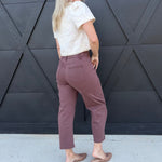 Square Patch Pocket Ankle-Length Barrel Jeans In Coffee - Infinity Raine