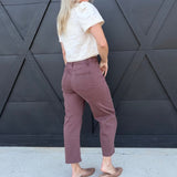 Square Patch Pocket Ankle-Length Barrel Jeans In Coffee - Infinity Raine