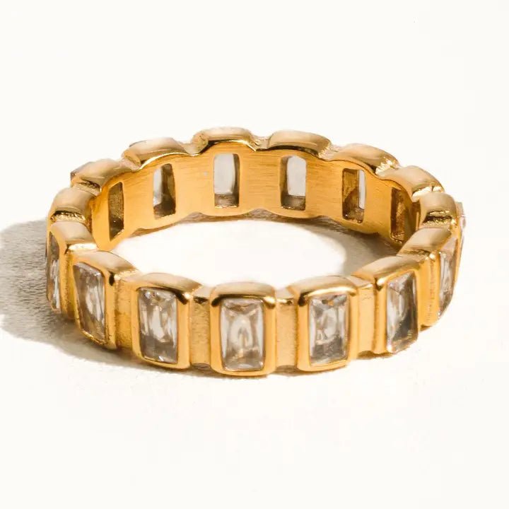 Sterling Gold Non-Tarnish Gold Rhinestone Ring In Gold - Infinity Raine