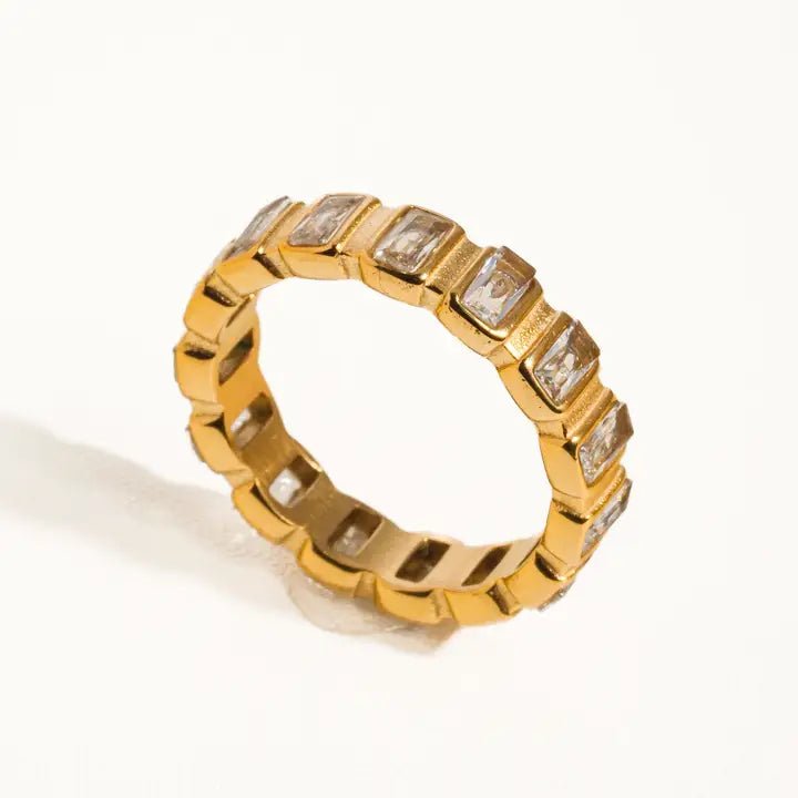 Sterling Gold Non-Tarnish Gold Rhinestone Ring In Gold - Infinity Raine
