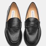 Steve Madden Madison Leather Loafer In Black - Infinity Raine
