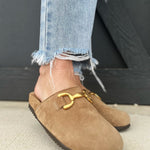 Steve Madden Masin Mules In Taupe Suede - Infinity Raine
