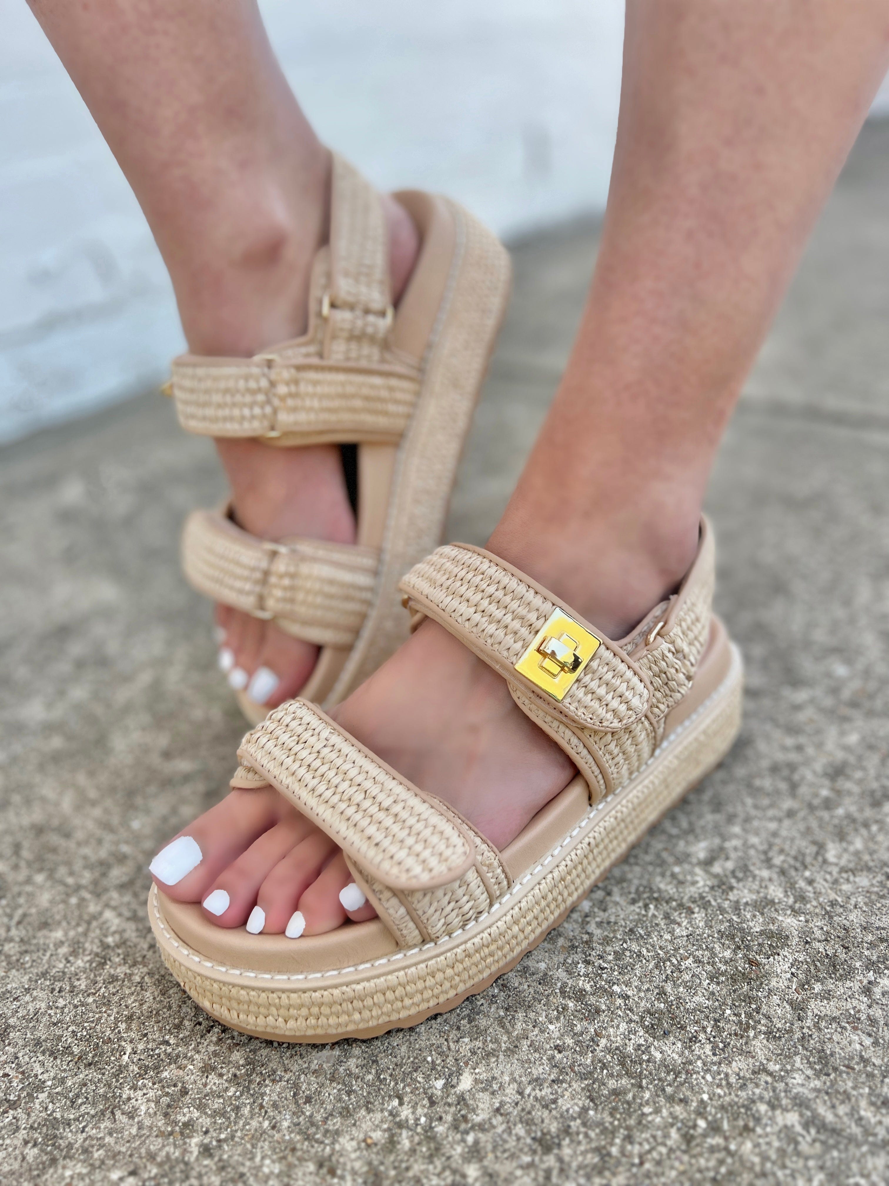 Steve Madden Bigmona Sandals In Natural Raffia - Infinity Raine