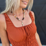 Stone beaded Necklace with Fish and Shell Charms - Infinity Raine