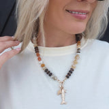 Stone beaded Necklace with Fish and Shell Charms - Infinity Raine