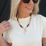 Stone beaded Necklace with Fish and Shell Charms - Infinity Raine