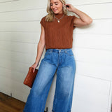 Stone Washed Cinch Back Jeans In Denim - Infinity Raine