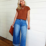 Stone Washed Cinch Back Jeans In Denim - Infinity Raine