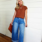Stone Washed Cinch Back Jeans In Denim - Infinity Raine
