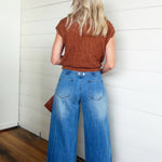 Stone Washed Cinch Back Jeans In Denim - Infinity Raine