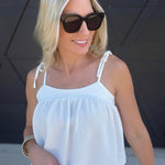 Strap Tie Airflow Cami Top In White - Infinity Raine