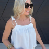 Strap Tie Airflow Cami Top In White - Infinity Raine