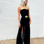 Strapless Drop Waist Lace Dress In Black - Infinity Raine