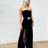 Strapless Drop Waist Lace Dress In Black - Infinity Raine