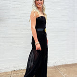 Strapless Drop Waist Lace Dress In Black - Infinity Raine