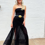 Strapless Drop Waist Lace Dress In Black - Infinity Raine