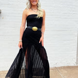 Strapless Drop Waist Lace Dress In Black - Infinity Raine