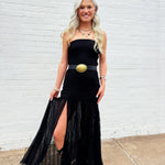 Strapless Drop Waist Lace Dress In Black - Infinity Raine