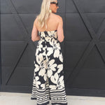 Strapless Floral Jumpsuit In Black - Infinity Raine