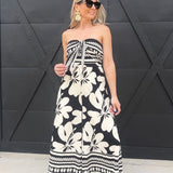 Strapless Floral Jumpsuit In Black - Infinity Raine