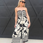 Strapless Floral Jumpsuit In Black - Infinity Raine