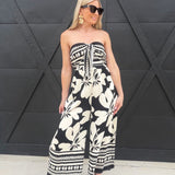 Strapless Floral Jumpsuit In Black - Infinity Raine