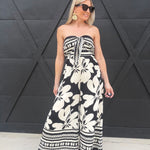 Strapless Floral Jumpsuit In Black - Infinity Raine