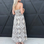 Strapless Ruffle Trim Smocked Bodice A-Line Midi Dress - Infinity Raine
