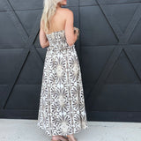 Strapless Ruffle Trim Smocked Bodice A-Line Midi Dress - Infinity Raine
