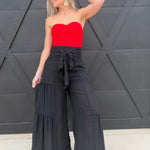 Strapless Twist Front Knit Crop Top In Red - Infinity Raine