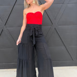 Strapless Twist Front Knit Crop Top In Red - Infinity Raine