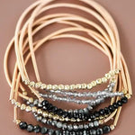 Stretchy Guitar String Beaded Bracelet Set In Black - Infinity Raine