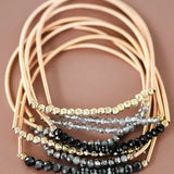 Stretchy Guitar String Beaded Bracelet Set In Black - Infinity Raine