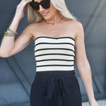 Stripe Knit Tube Top In Oatmeal - Infinity Raine