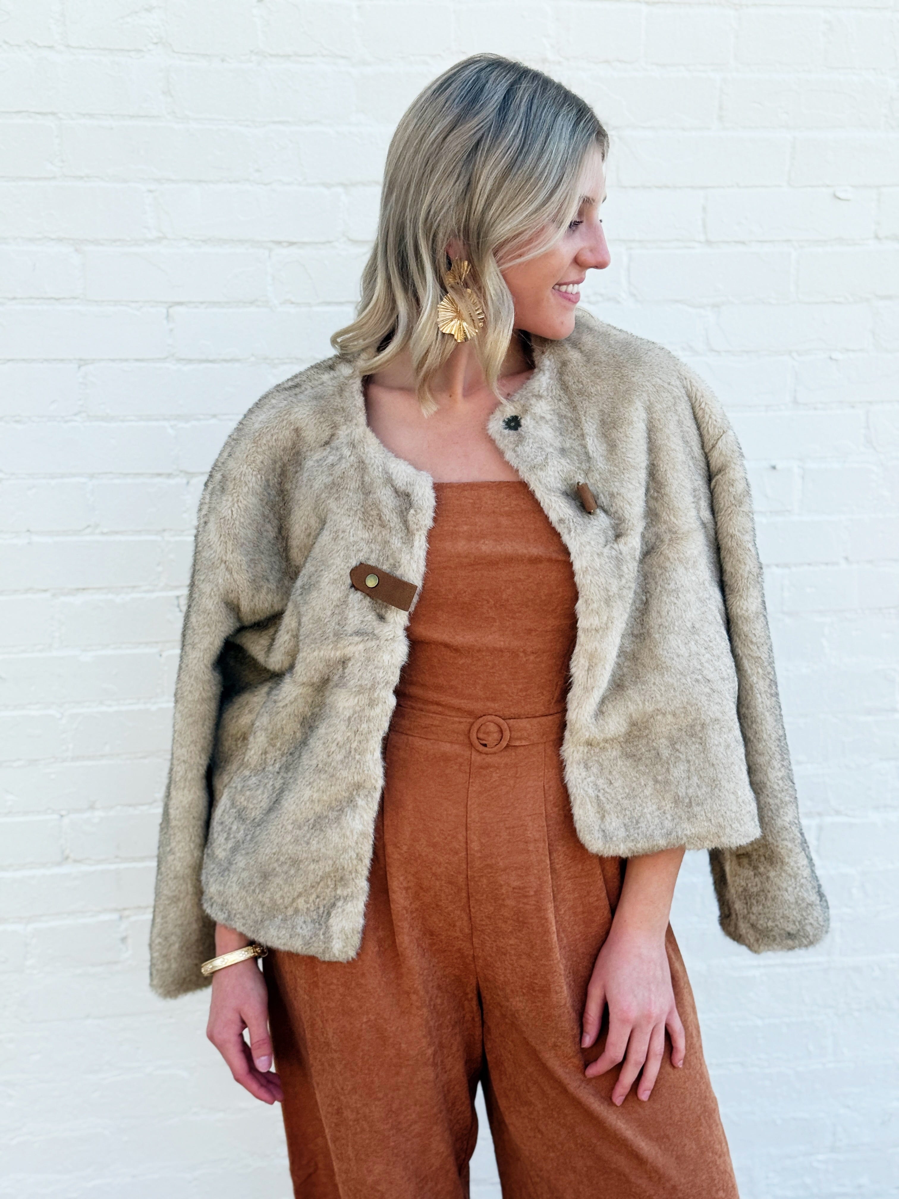 STUDIO By The Workshop Outerwear - Jackets & Coats Faux Fur Coat In Taupe